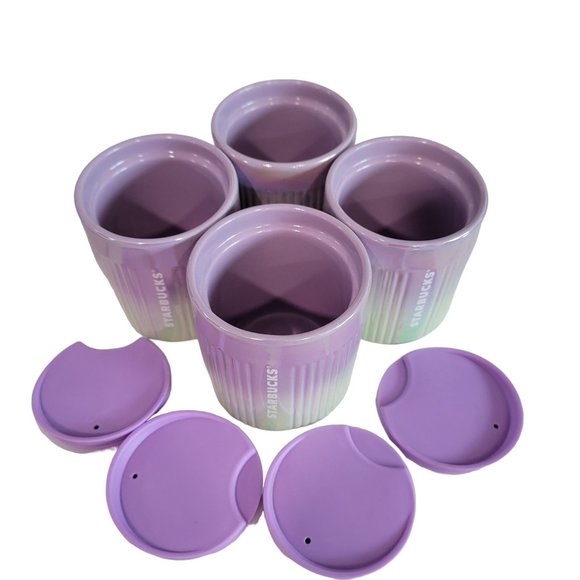 Starbucks Winter 2022 Ceramic Double Wall Purple Iridescent Tumbler 4 count 8oz - Picture 3 of 7